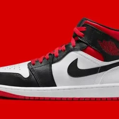 Air Jordan 1 Mid Black Red |78%Off Mens & Womens For Sale