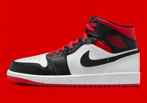 Air Jordan 1 Mid Black Red |78%Off Mens & Womens For Sale