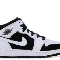 Black And White Air Jordan 1 Mid - Authentic Sneakers
