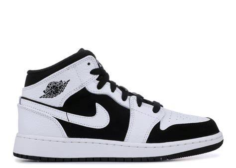 Black And White Air Jordan 1 Mid - Authentic Sneakers
