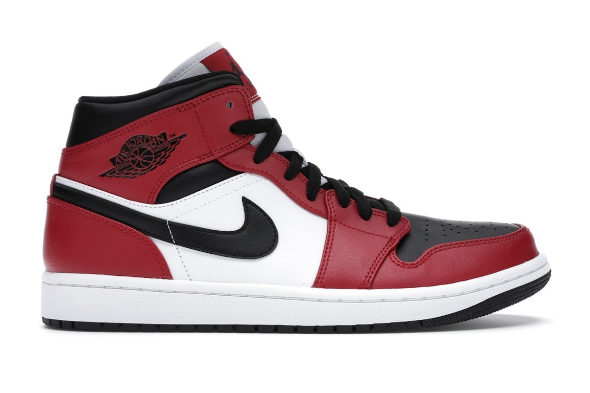 Jordan 1 Mid Chicago Black Toe On Feet ,100% Authentic