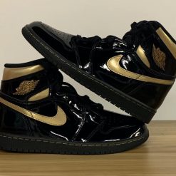 Jordan 1 Black And Gold Patent Leather ,78%Off For Sale