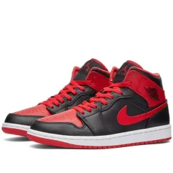 Jordan 1 Mid Black Red Website Coupons,73%Off Sale