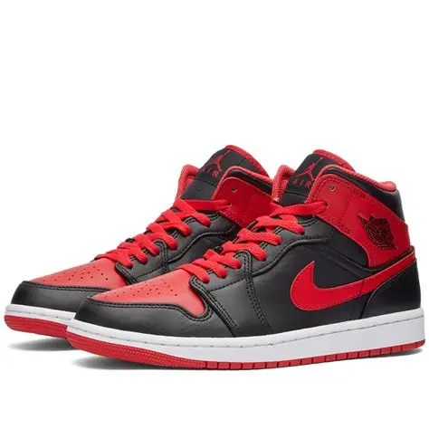 Jordan 1 Mid Black Red Website Coupons,73%Off Sale